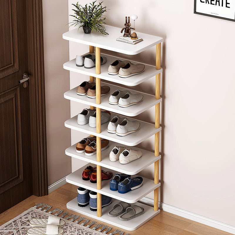 Cilindro Rettangolare Moderno Minimalista in MDF e Legno di Pino per Scarpe, 6/7 Ripiani per Ingressi