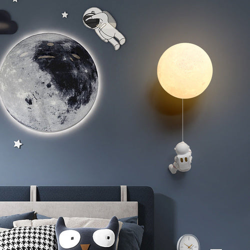 Aria Moderno Luna LED Applique Bianco Resina Camera dei Bambini