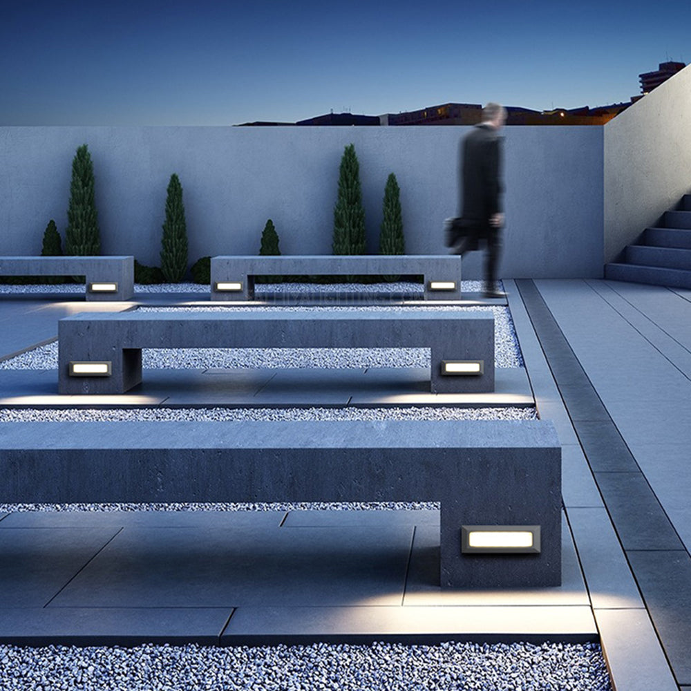 Ray Modern Metal Rectangular Outdoor Deck/Step Light, Black