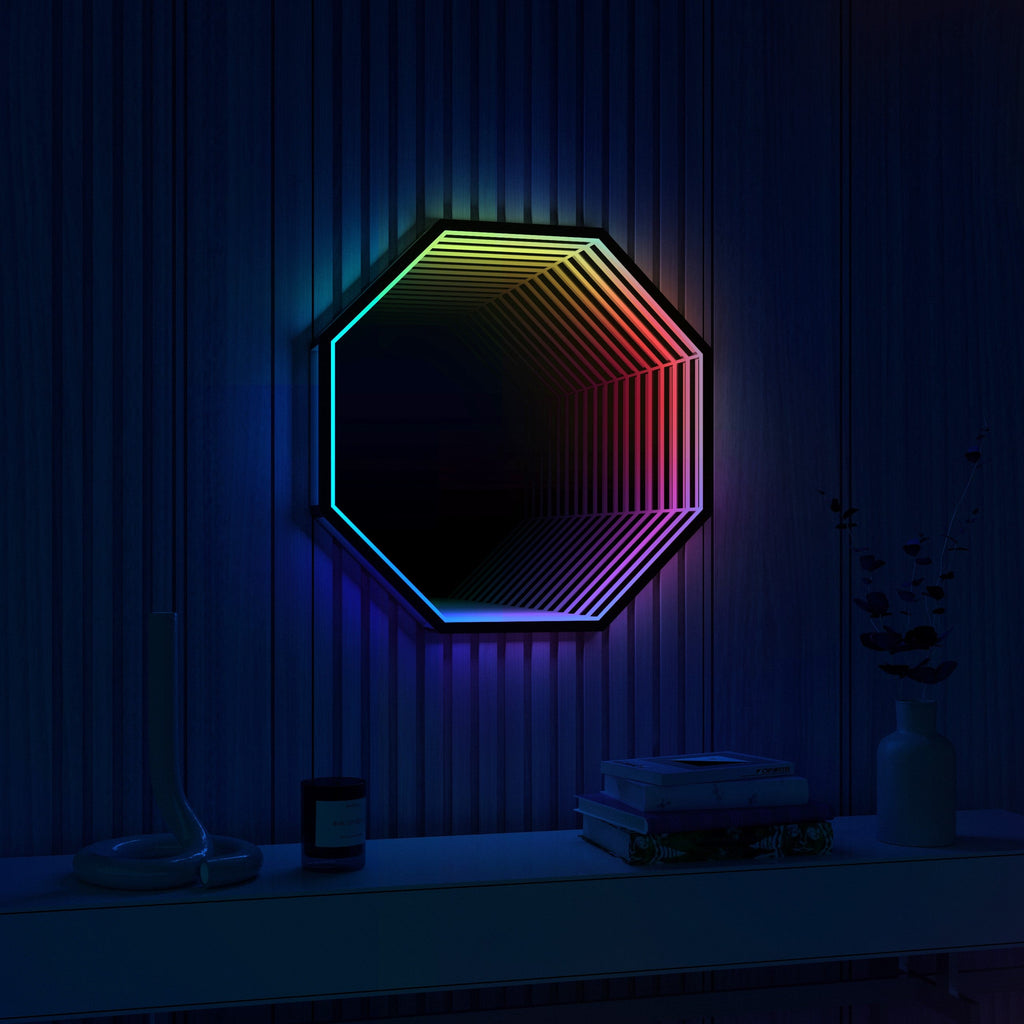 Specchio Luminoso Ottagonale 3D