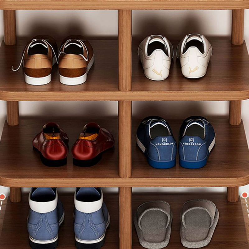 Cilindro Rettangolare Moderno Minimalista in MDF e Legno di Pino per Scarpe, 6/7 Ripiani per Ingressi