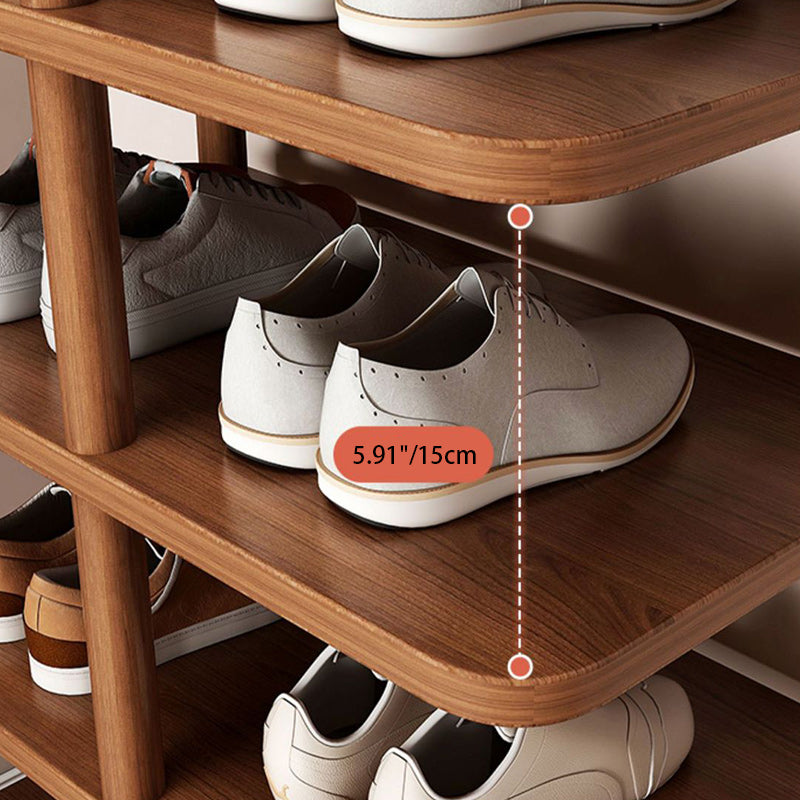 Cilindro Rettangolare Moderno Minimalista in MDF e Legno di Pino per Scarpe, 6/7 Ripiani per Ingressi