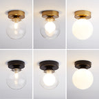 Moderno Lampadario Semiflusso in Vetro a Sfera da 1 Luce per Corridoio