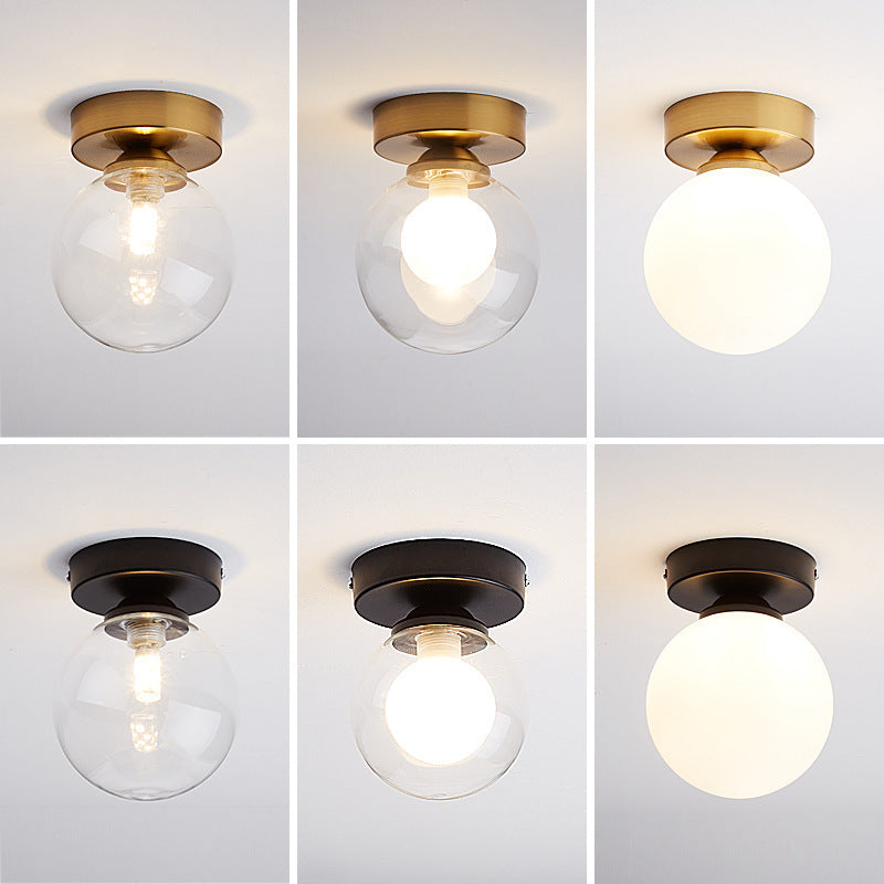 Moderno Lampadario Semiflusso in Vetro a Sfera da 1 Luce per Corridoio