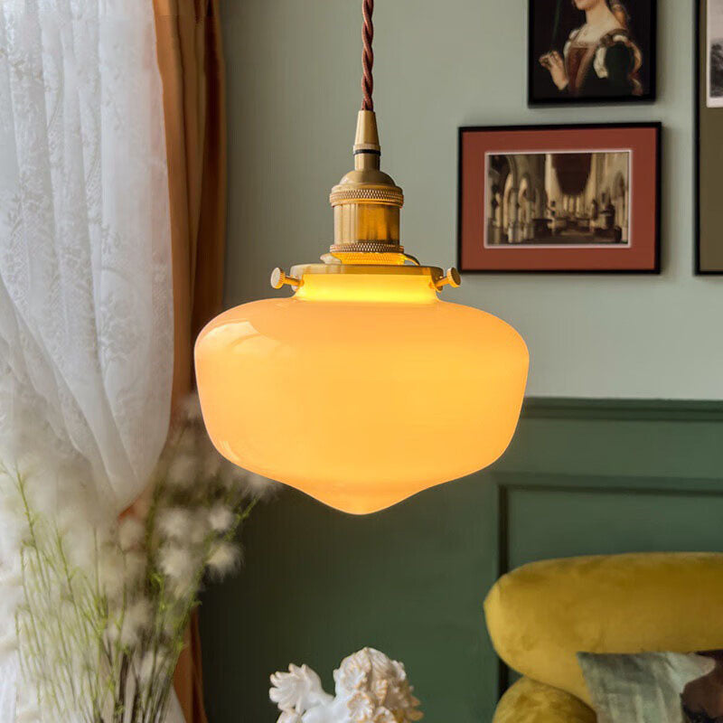 Lanterna Vintage Nordica Ottone Vetro 1-Luce Sospensione