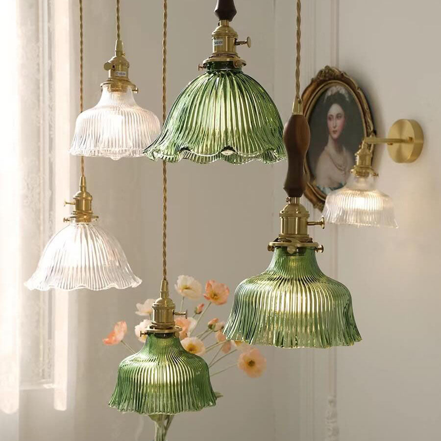 Lampada a Sospensione 1 Luce in Rame Noce Vetro Minimalista Moderna Nordica