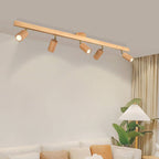 Moderna Illuminazione a Binario in Legno Massello e Metallo LED Semi-Incastro per Soggiorno