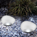 Luce da Giardino LED Esterno in Vetro Sabbbiato ABS a Forma di Ciottolo Solare