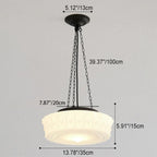 Tradizionale Lampada da Soffitto LED a Tamburo Rotondo in Ferro e Vetro Strisce per Soggiorno e Camera da Letto