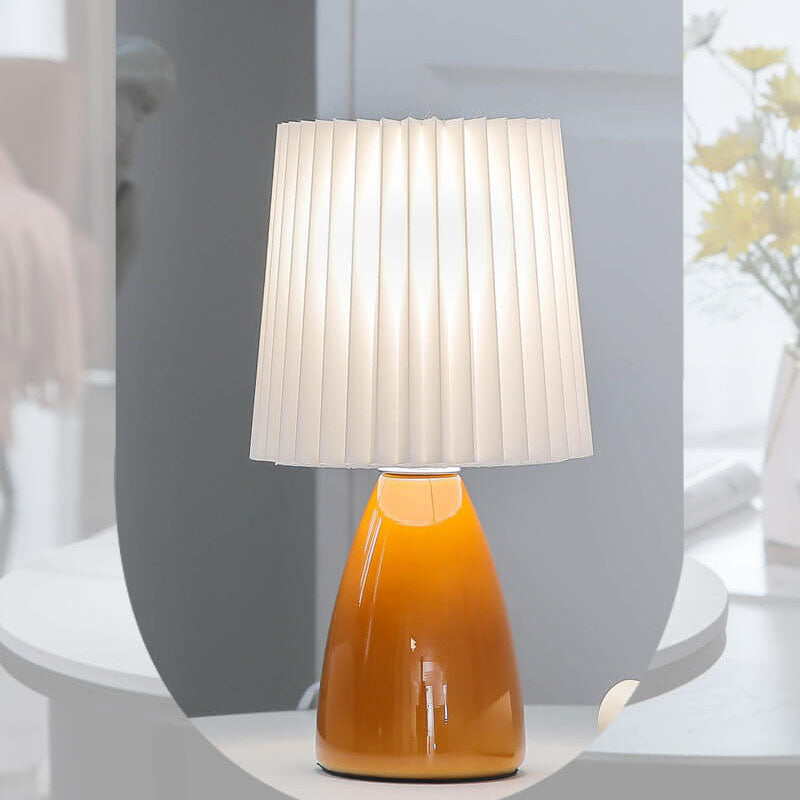 Lampada da Tavolo con Base in Vetro Pieghettato Vintage Nordico a 1 Luce