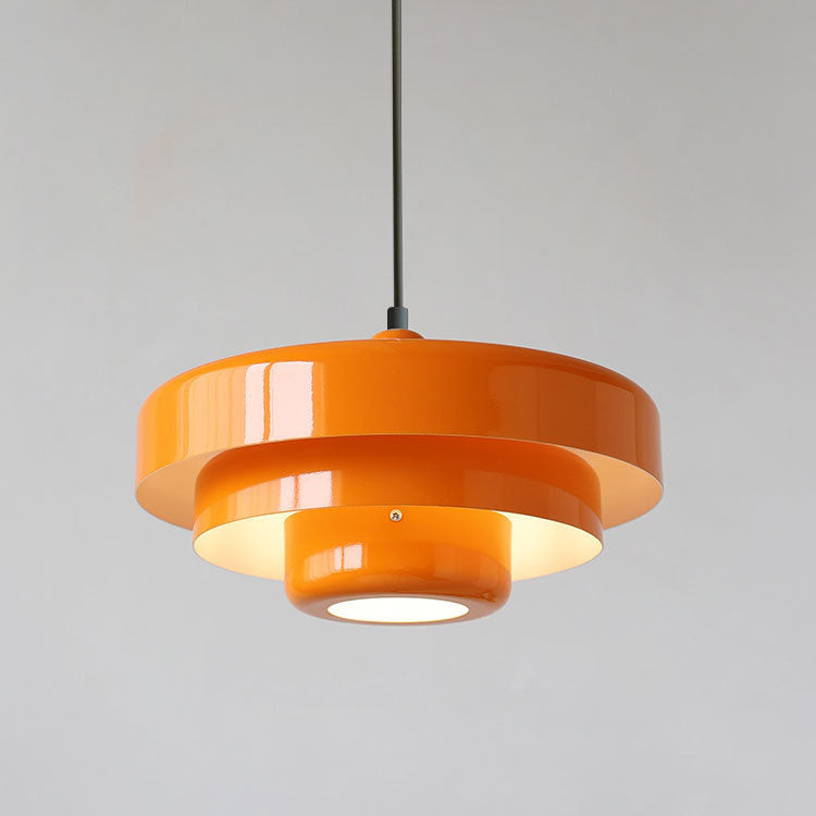 Lampada a sospensione in metallo rotonda vintage nordica a più strati con 1 luce