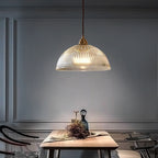 Coperchio in Vetro Trasparente Minimalista Moderno in Ottone con Lampada a Sospensione a 1 Luce