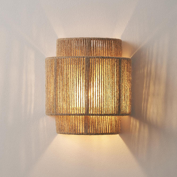 Applique da Parete Curva Tradizionale Giapponese in Cordame con 1 Luce per Soggiorno