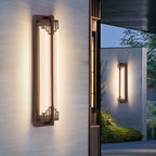 Lampada da Parete LED in Vetro Impermeabile in Acciaio Inossidabile Rettangolare Cinese Tradizionale per Esterni