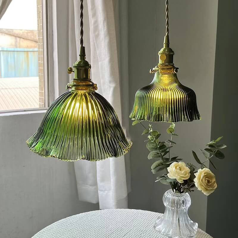 Lampada a Sospensione 1 Luce in Rame Noce Vetro Minimalista Moderna Nordica