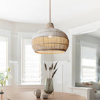 Lampada a Sospensione Classica Rotonda in Rattan