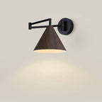 Applique da parete in ferro con braccio a sospensione a cono nordico contemporaneo in legno 1 luce per camera da letto