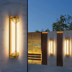 Lampada da Parete LED in Vetro Impermeabile in Acciaio Inossidabile Rettangolare Cinese Tradizionale per Esterni