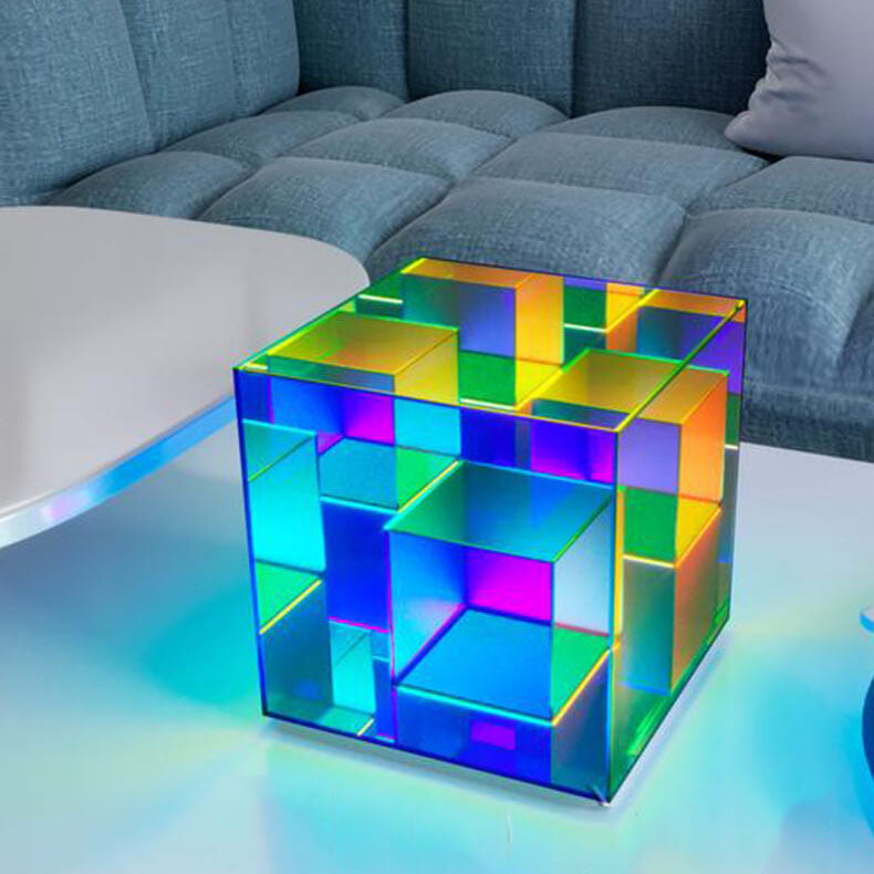 Lampada da Tavolo LED Rubik's Cube RGB in Acrilico Moderno