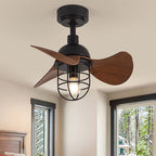 Ventilatore da Soffitto Contemporaneo in Noce Scuro con Illuminazione