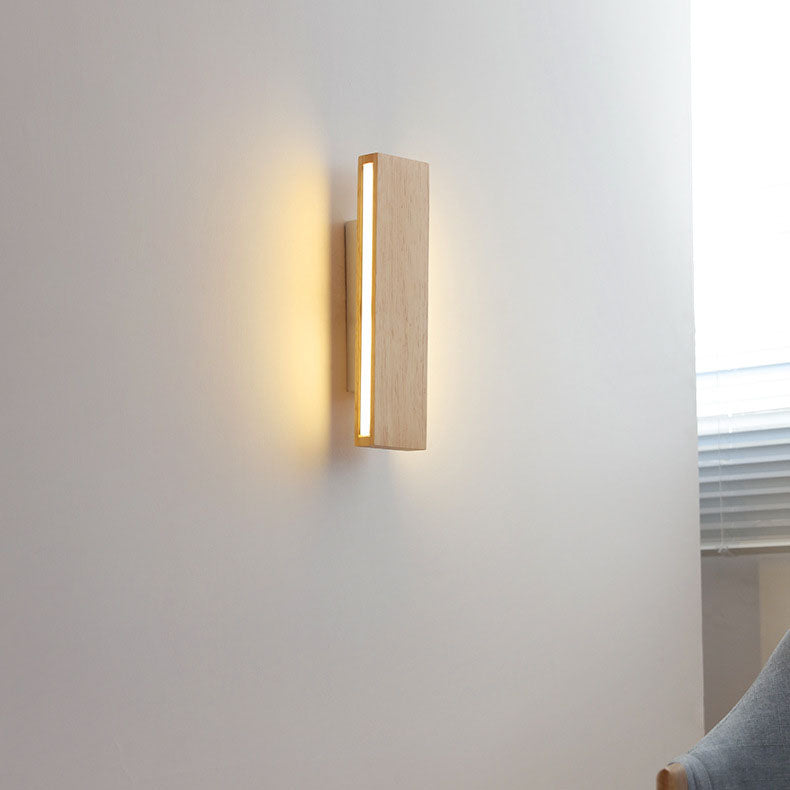 Applique da Parete Lampada LED Acrilico in Legno Massello Rettangolare Piatto Rotabile Nordico Contemporaneo