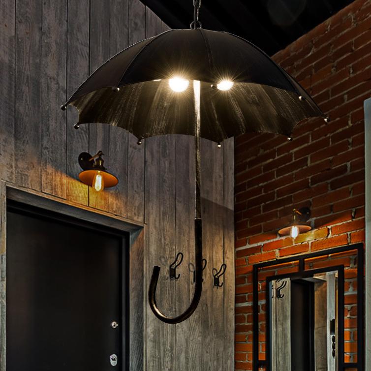 Lampadari a Ombrello in Ferro Industriale Contemporaneo da 5 Luci per Soggiorno
