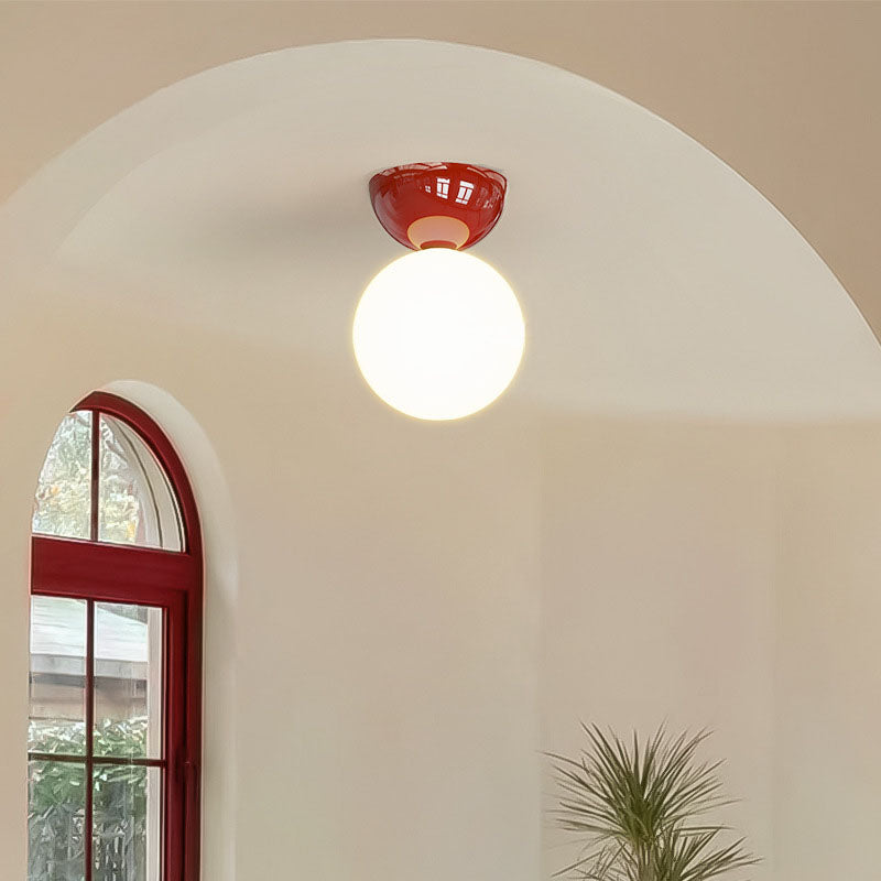 Lampada da soffitto semi-incassata con paralume sferico in vetro, in stile scandinavo contemporaneo, 1 luce, per corridoio