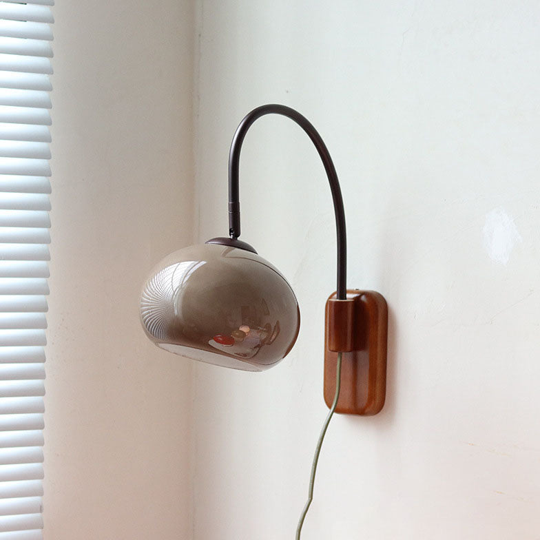 Applique da Parete in Vetro Minimalista Europeo in Legno Massello con 1 Luce