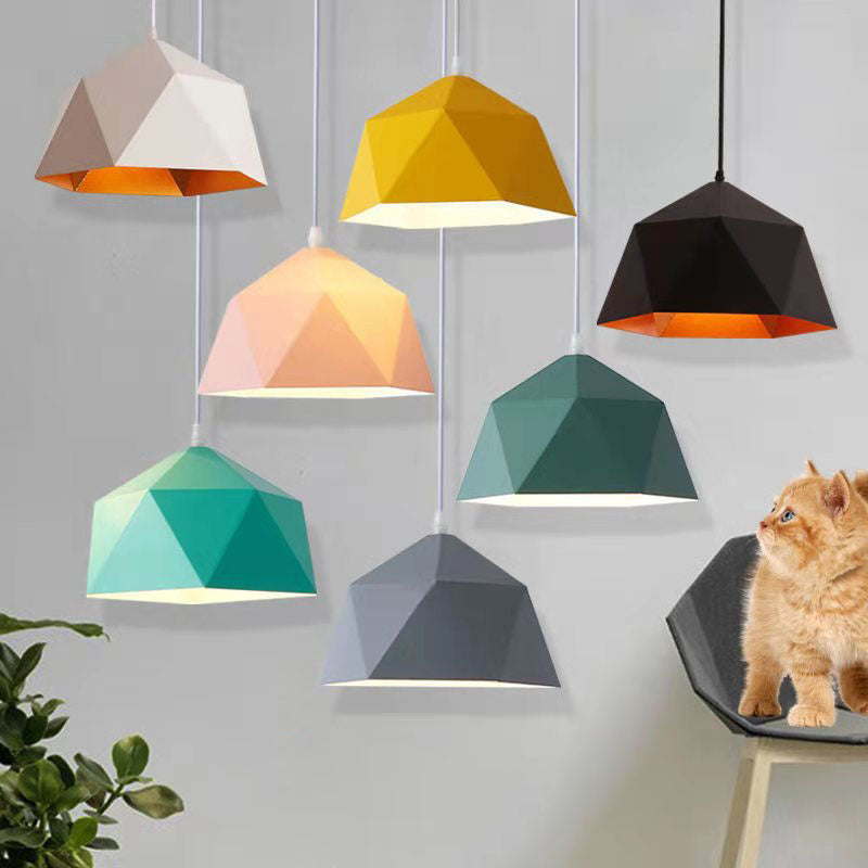 Moderna Lampada a Sospensione in Ferro Geometrica a Rombo con 1 Luce
