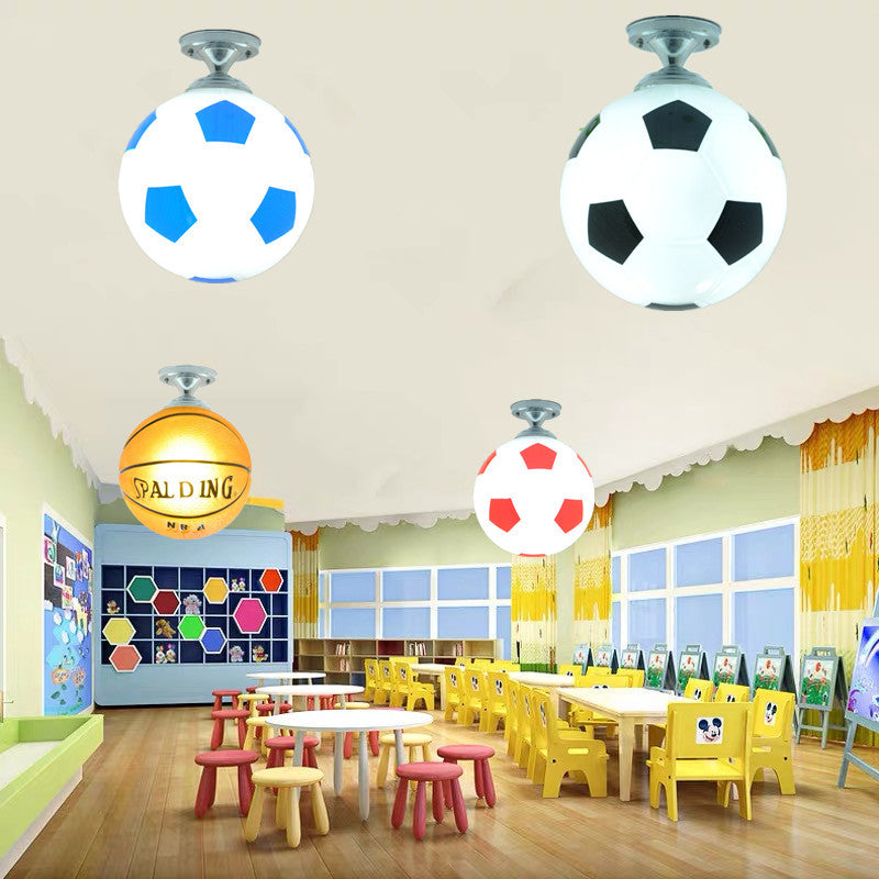 Luce da soffitto semi-incassata a 1 luce in vetro creativo da basket e calcio
