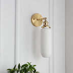 Applique da Parete Lampada in Ottone Lucite Minimalista Retro Giapponese a Cilindro Ovale con 1 Luce