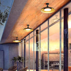 Lampada da soffitto semincassata rotonda in acciaio carbonizzato scandinavo contemporaneo impermeabile a 1 luce per patio all'aperto