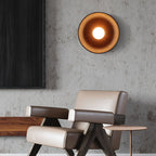 Applique da parete moderna minimalista rotonda in legno massello con 1 luce