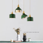 Lampadario Isola in Vetro Verde Vintage Nordico con 1/2/3 Luci