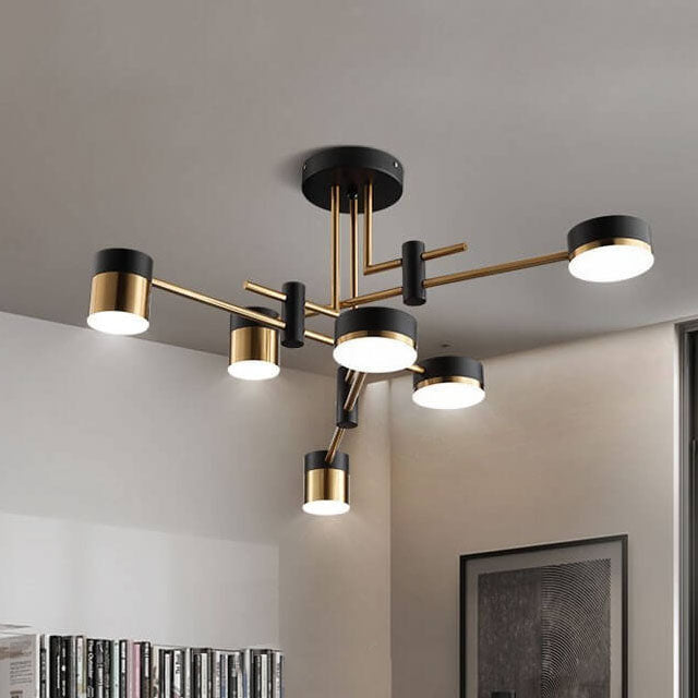 Moderno Minimalista Nero Oro Bilanciato 4-8 Luci Semi-Flussante