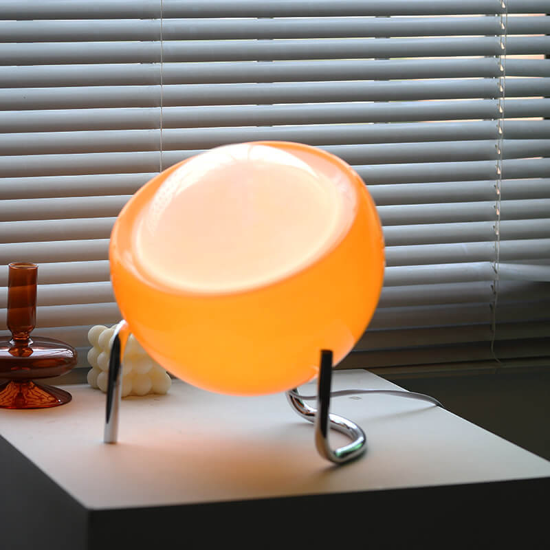 Lampada da Tavolo Contemporanea Nordica in Vetro Arancione con 1 Luce per Camera da Letto
