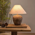 Lampada da Tavolo in Ceramica con Cono in Tessuto Moderno Shabby Chic per Camera da Letto