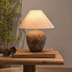 Lampada da Tavolo in Ceramica con Cono in Tessuto Moderno Shabby Chic per Camera da Letto