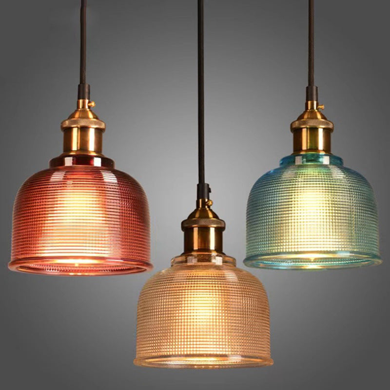 Lampada a Sospensione Vintage in Vetro Tessuto con Lattice a 1 Luce