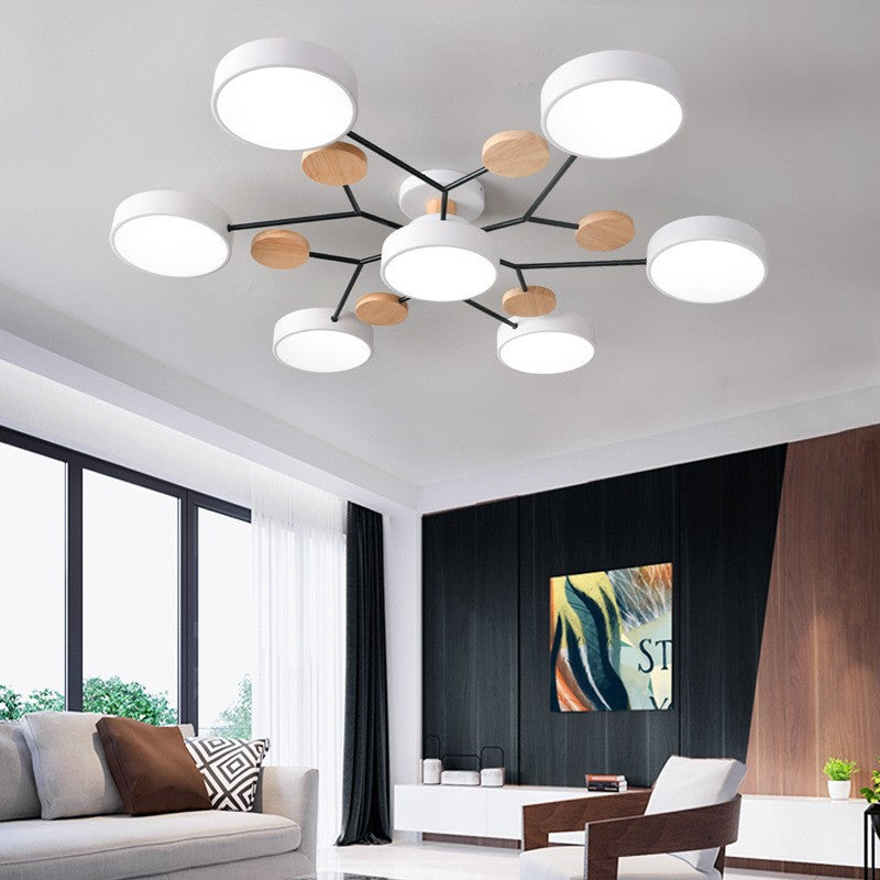 Lampada da soffitto LED semi-incassata con design a ramo di molecola rotonda scandinavo contemporaneo per il soggiorno