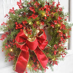 Corona di Natale con Ciliegie Rosse – Corona Decorativa per Porta per Natale