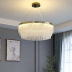 Anello in Cristallo a Spirale Moderno Kristy / Lampadario Rettangolare, Oro