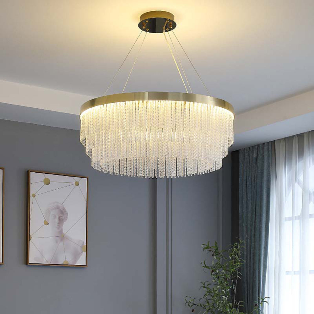 Anello in Cristallo a Spirale Moderno Kristy / Lampadario Rettangolare, Oro