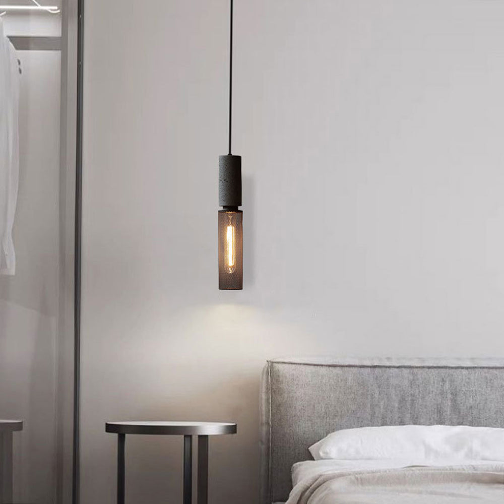 Xenith Lampada a Sospensione Industriale Cilindrica, Cemento/Metallo