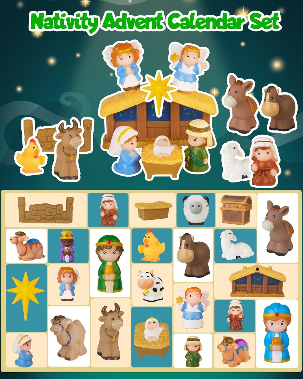 HeiligeNacht | 2025 Calendario dell'Avvento Presepe 25 Pezzi Decorazione Festiva
