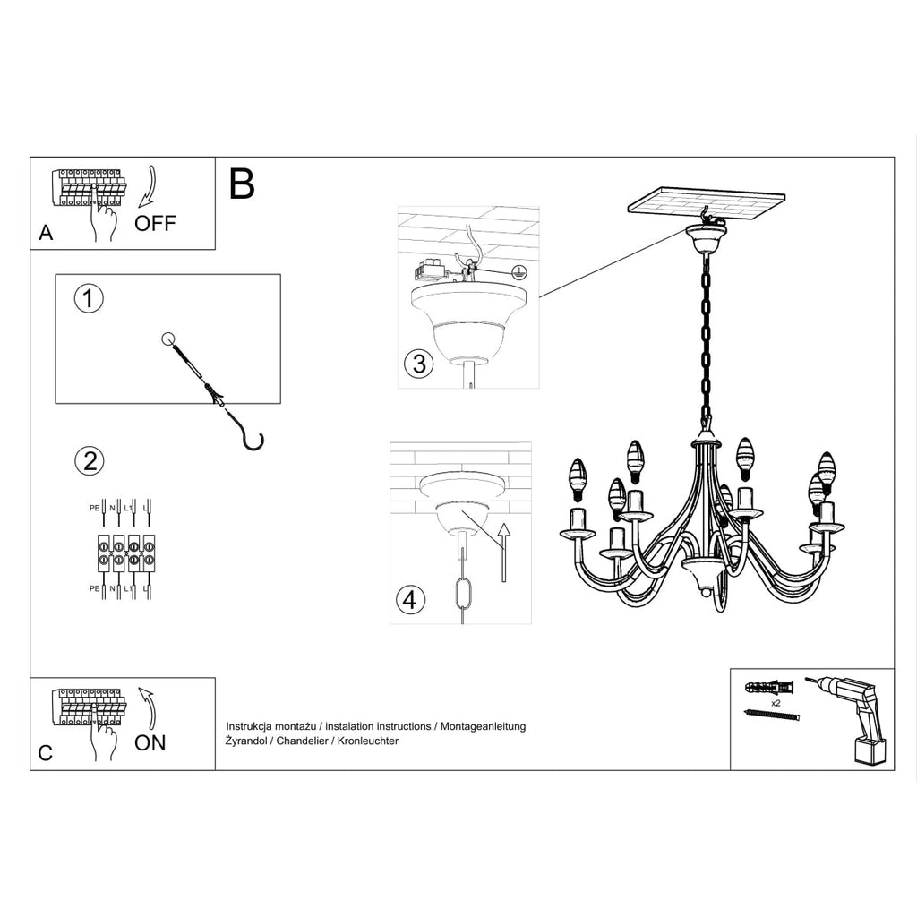 Candelabro nero Kroonluchter MINERWA 5