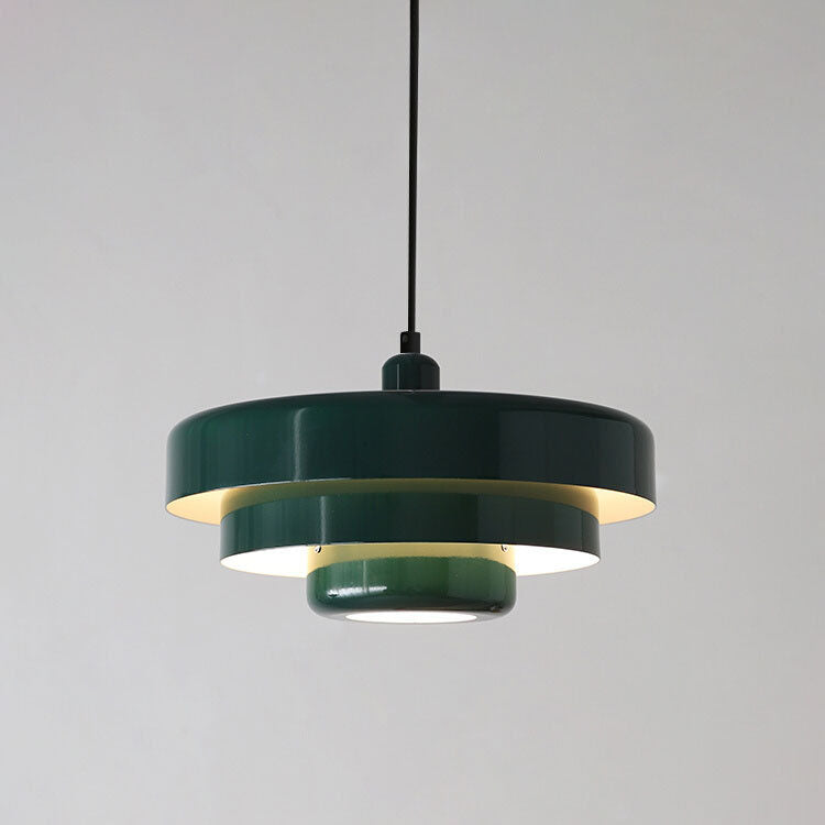 Lampada a sospensione in metallo rotonda vintage nordica a più strati con 1 luce