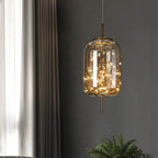Lampadario Pendente Contemporaneo Scandinavo in Vetro Ovale a Cilindro per Camera da Letto