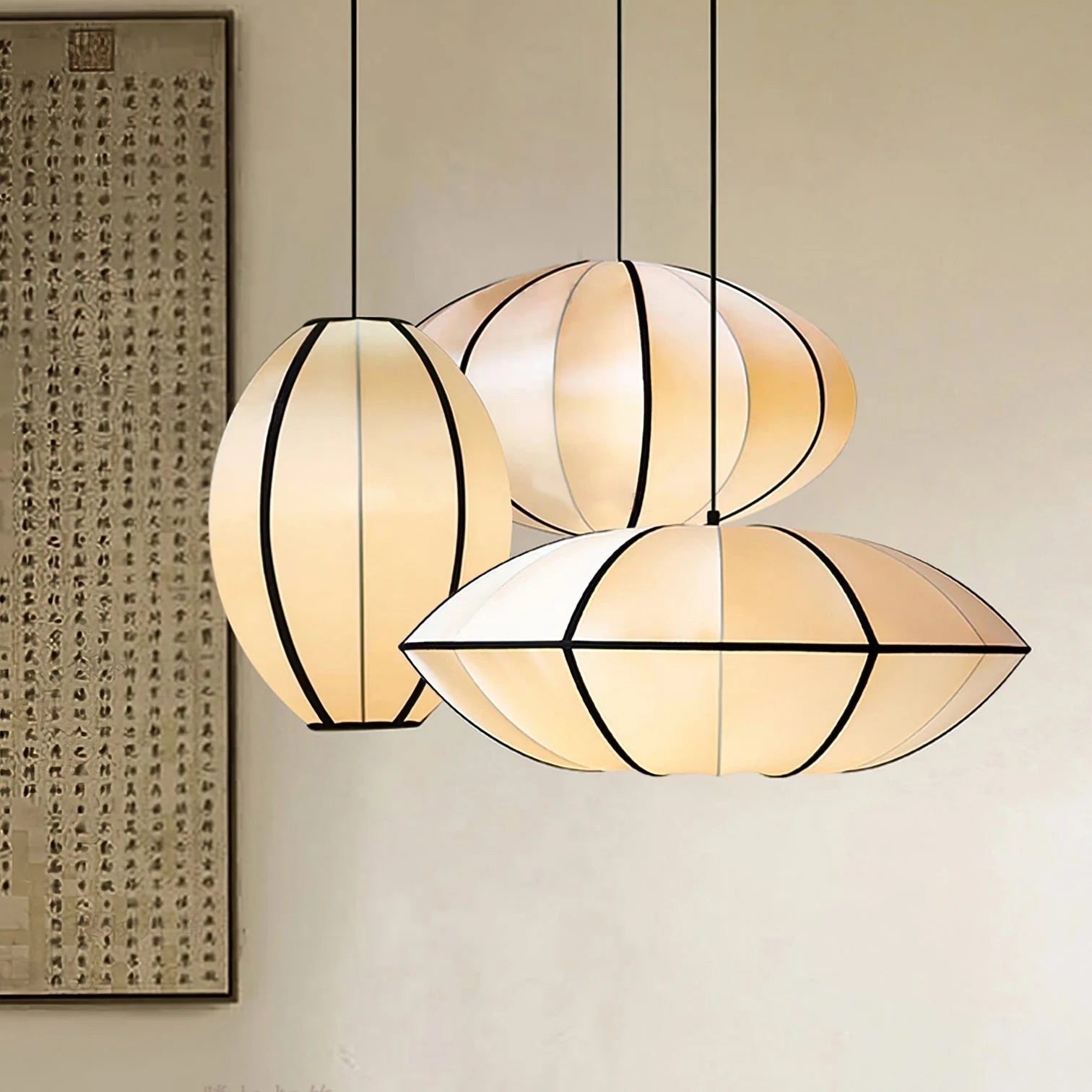 Lampada a sospensione in carta ovale classica
