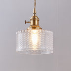 Lampada a Sospensione Circolare in Vetro Texture Ottone